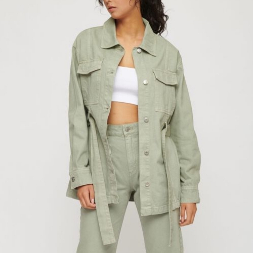 Dynamite Belted Denim Shacket